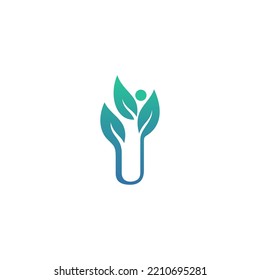 plantilla de vector de diseño de logotipo de hoja de letra U