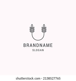 Icono de logotipo de letra u hoja modelo de diseño de ilustración vectorial