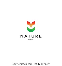 Letter U Leaf Logo, symbolizing growth, sustainability, and nature