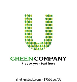 Letter u with leaf logo template illustration
