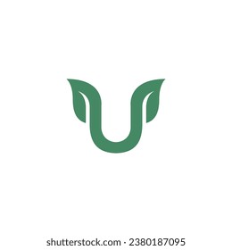 Letter U Leaf Logo Vector. U Nature Logo