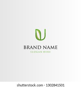 Letter U Leaf Nature Abstract Creative Business Naturally Logo