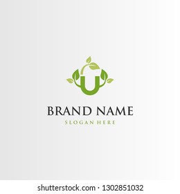 Letter U Leaf Nature Abstract Creative Business Naturally Logo