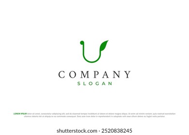 Letra U Hoja y Naturaleza Logo