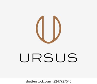 Letter U Line Art Linear Simple Minimal Modern Minimalist Elegant Monogram Vector Logo Design