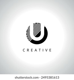 Letter U Line Logo Icon with Elegant Circle Vector Design.