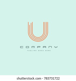 Letter U line logo icon. Stroke letter vector element.