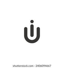 Letter U and I line logo in the shape of a computer mouse with a blank background 