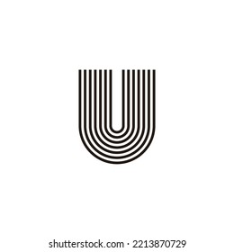 Letter U lines, curve geometric symbol simple logo vector