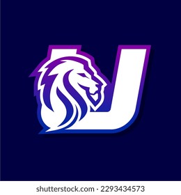 Letter U Lion Logo Design, Gaming Sport Icon