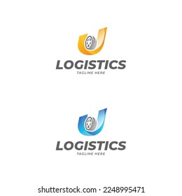 letter U logistics company logo design template