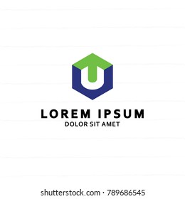 letter U logo 02 with geometric shapes