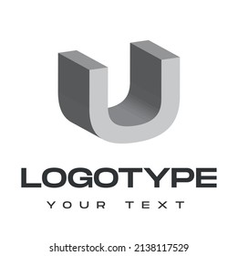 Logotipo de letra U, logotipo 3D, letras 3D, logotipo inicial, monograma, logotipo para empresas