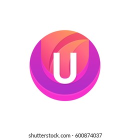 Letter U logo abstract circle shape element. Vector round company icon sign.