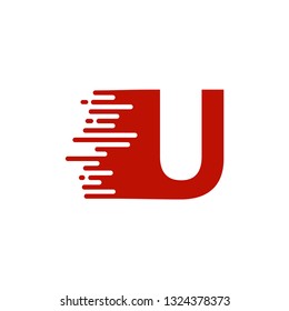 Letter U logo with abstract speed on white background - Vector