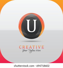 Letter U logo abstract symbol in the colorful circle. Template for your design