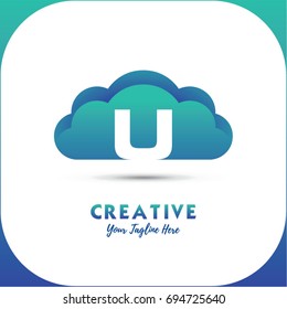 Letter U logo abstract symbol in the colorful cloud Template for your design