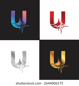 Letter U logo, U logo, AI logo set, modern and minimal design, tech-inspired, colorful icons and symbols, suitable for artificial intelligence, innovation, branding, startups, and digital identity.