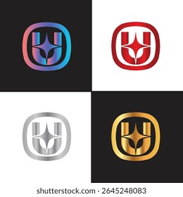 Letter U logo, U logo, AI logo set, modern and minimal design, tech-inspired, colorful icons and symbols, suitable for artificial intelligence, innovation, branding, startups, and digital identity.