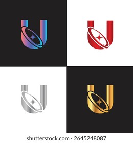Letter U logo, U logo, AI logo set, modern and minimal design, tech-inspired, colorful icons and symbols, suitable for artificial intelligence, innovation, branding, startups, and digital identity.