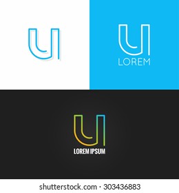 letter U logo alphabet design icon set background