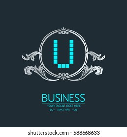 Letter U logo. Alphabet logotype vector design in circle.