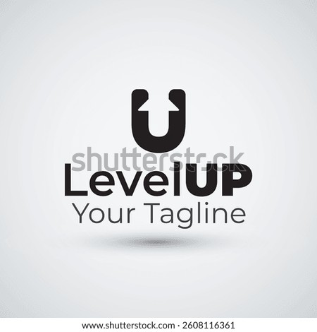letter U logo arrow level UP logo design flat icon template