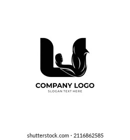 Letter U Logo With barbell bicep. Fitness Gym logo. Love fitness logo template. fitness vector logo design for gym and fitness