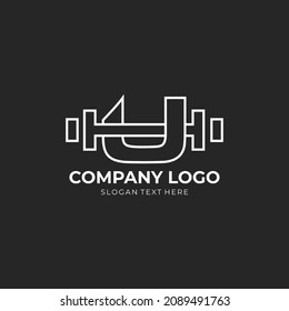 Letter U Logo With barbell. Fitness Gym logo. fitness vector logo design for gym and fitness