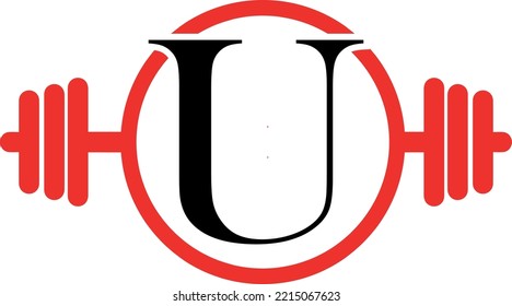 Letter u Logo With barbell template illustration. Fitness Gym logo. fitness vector logo design for gym and fitness.