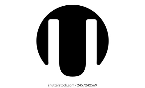 Letter U Logo, black isolated silhouette