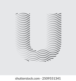 Letter U logo with black twisted lines.