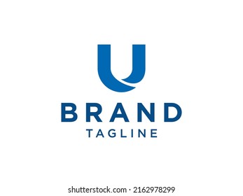 Letter U Logo. Blue Geometric Style isolated on White Background. Flat Vector Logo Design Template Element
