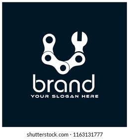 Letter U, Logo Letter U with chain and wrench. logo formed by chain and wrench