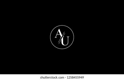LETTER A AND U LOGO WITH CIRCLE FRAME FOR LOGO DESIGN OR ILLUSTRATION USE