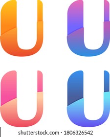 Letter U Logo. Colorful U Logo. Orange Blue Purple Pink Peach Modern Logo.