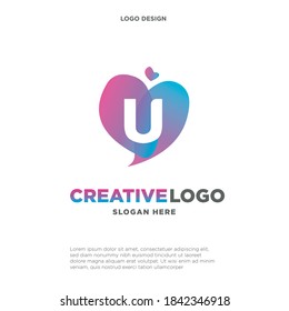 Letter U logo with colorful splash background, letter combination logo design for creative industry, web, business and company.
