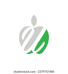 Letter U logo design with Apple Vector elements for natural application, ecology illustration design template