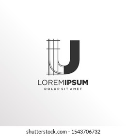 Buchstabe U Logo-Design mit Architektur-Element