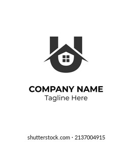 Letter U Logo Design with Architecture Element