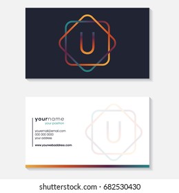 letter U logo design, Business card template, Graphic design elements for company logo, Initial logo