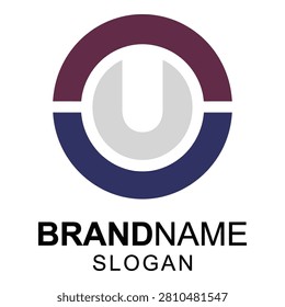 Letter U logo design with circle shape and brandname slogan icon