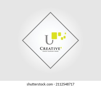 The Letter U Logo Design with a combination of green squares is suitable for your business brand.