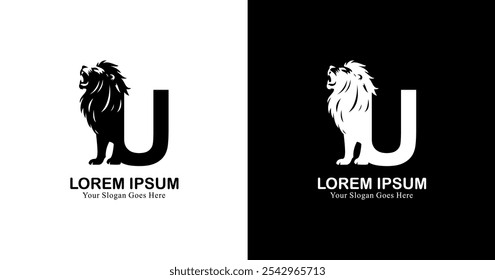 letter U logo design combined with a lion