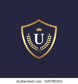 letter u logo design, Creative Shield Concept Logo Design Template