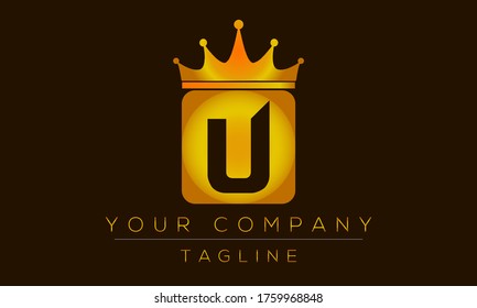Diseño del logotipo de la letra U, icono creativo moderno U con cabeza de corona