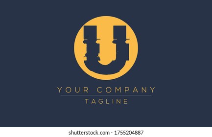 Letter U Logo Design, Distorted Vector U