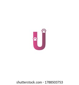 Letter U logo design Dog footprints concept icon illustration