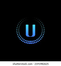 Diseño De Logotipo Letra U Con Forma De Círculo Dotado.