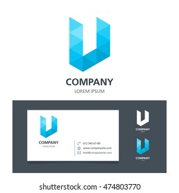 Letter U - Logo Design Element with Business Card